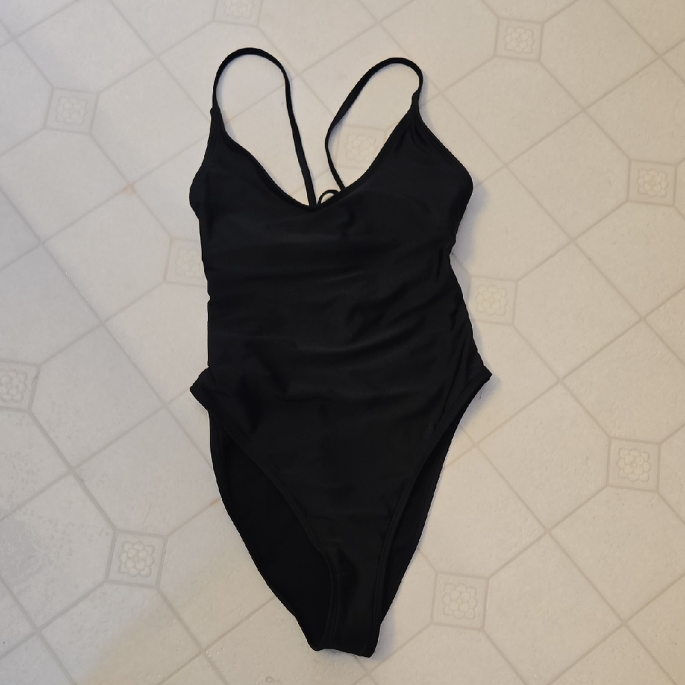 Wild Fable Black High-Leg Swimsuit